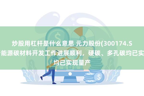 炒股用杠杆是什么意思 元力股份(300174.SZ)：新能源碳材料开发工作进展顺利，硬碳、多孔碳均已实现量产