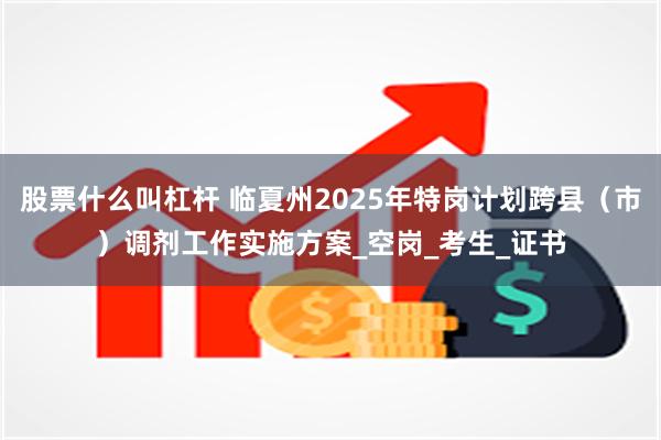 股票什么叫杠杆 临夏州2025年特岗计划跨县（市）调剂工作实施方案_空岗_考生_证书