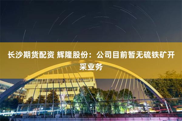 长沙期货配资 辉隆股份：公司目前暂无硫铁矿开采业务
