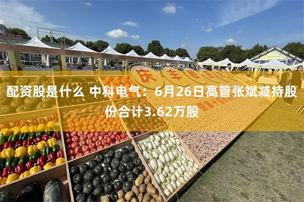 配资股是什么 中科电气：6月26日高管张斌减持股份合计3.62万股