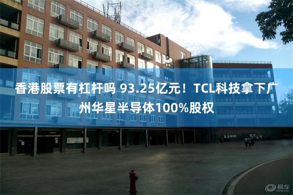 香港股票有杠杆吗 93.25亿元！TCL科技拿下广州华星半导体100%股权
