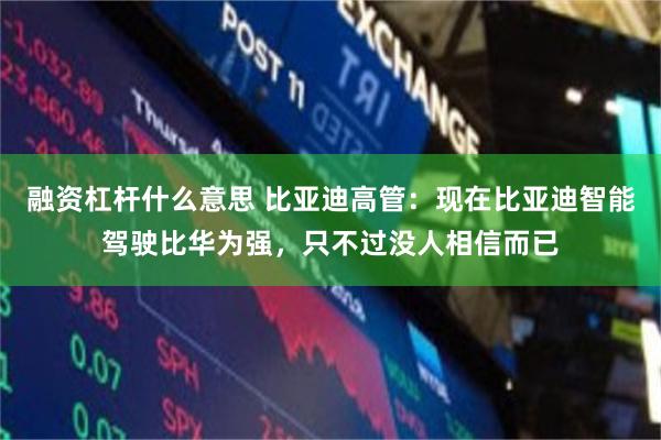 融资杠杆什么意思 比亚迪高管：现在比亚迪智能驾驶比华为强，只不过没人相信而已