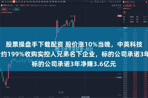 股票操盘手下载配资 股价涨10%当晚，中英科技披露：拟溢价约199%收购实控人兄弟名下企业，标的公司承诺3年净赚3.6亿元