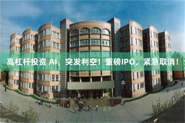 高杠杆投资 AI，突发利空！重磅IPO，紧急取消！